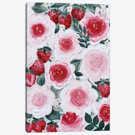Strawberry Florals Canvas Print #KBY85} by Katie Bryant Canvas Print