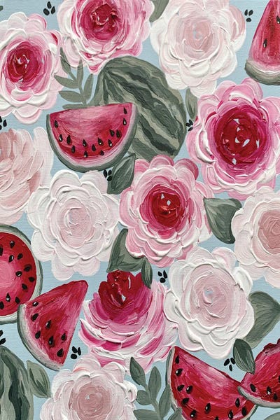 Watermelon Florals by Katie Bryant metal wall art