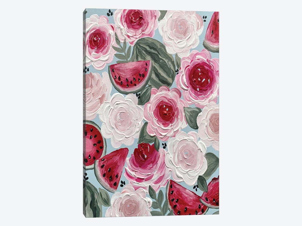 Watermelon Florals by Katie Bryant 1-piece Canvas Print