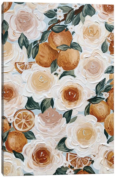 Floral Oranges Canvas Art Print - Orange Art
