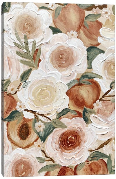 Floral Peaches Canvas Art Print - Katie Bryant