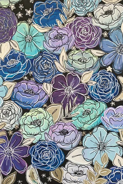 Floral & Botanical Patterns: Galaxy Outlined Florals by Katie Bryant