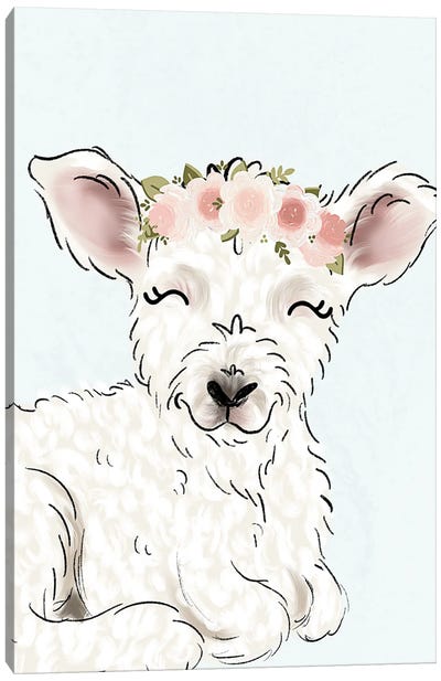 Floral Crown Little Lamb Canvas Art Print - Katie Bryant