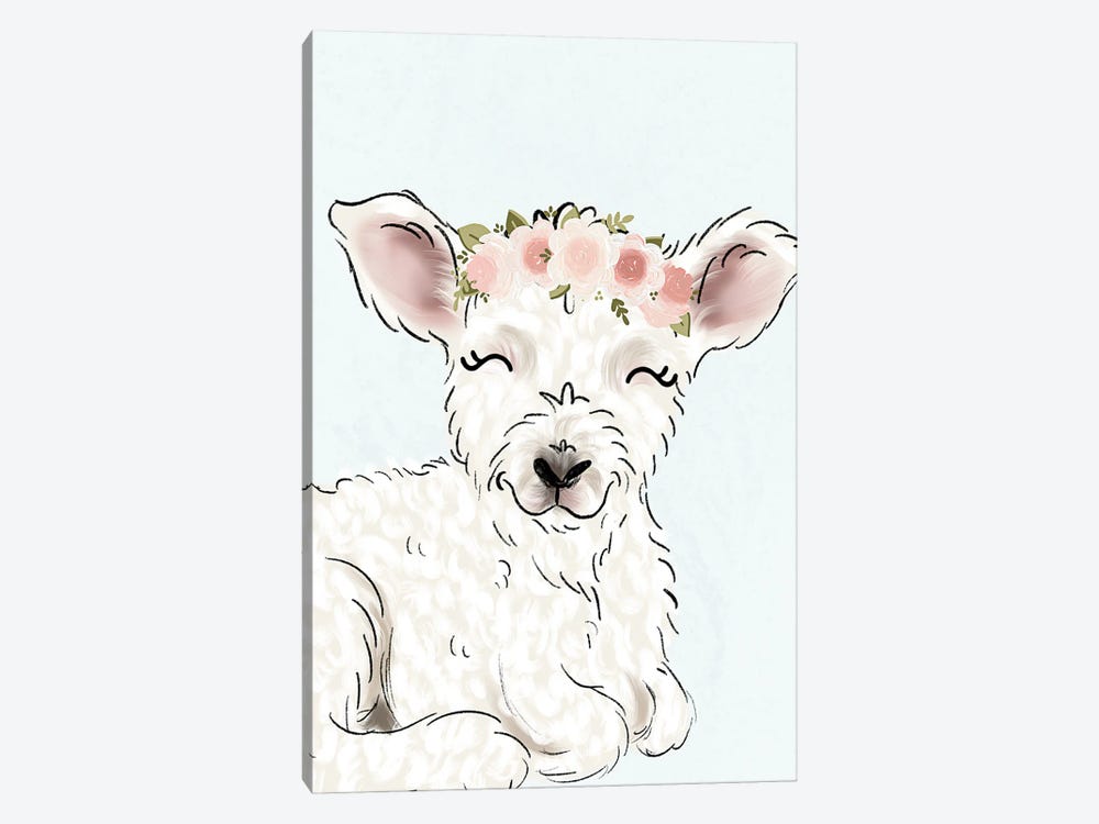 Floral Crown Little Lamb by Katie Bryant 1-piece Canvas Wall Art