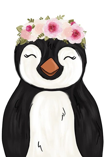Floral Crown Penguin by Katie Bryant canvas print