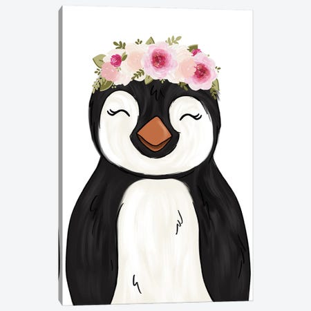 Floral Crown Penguin Canvas Print #KBY96} by Katie Bryant Canvas Art