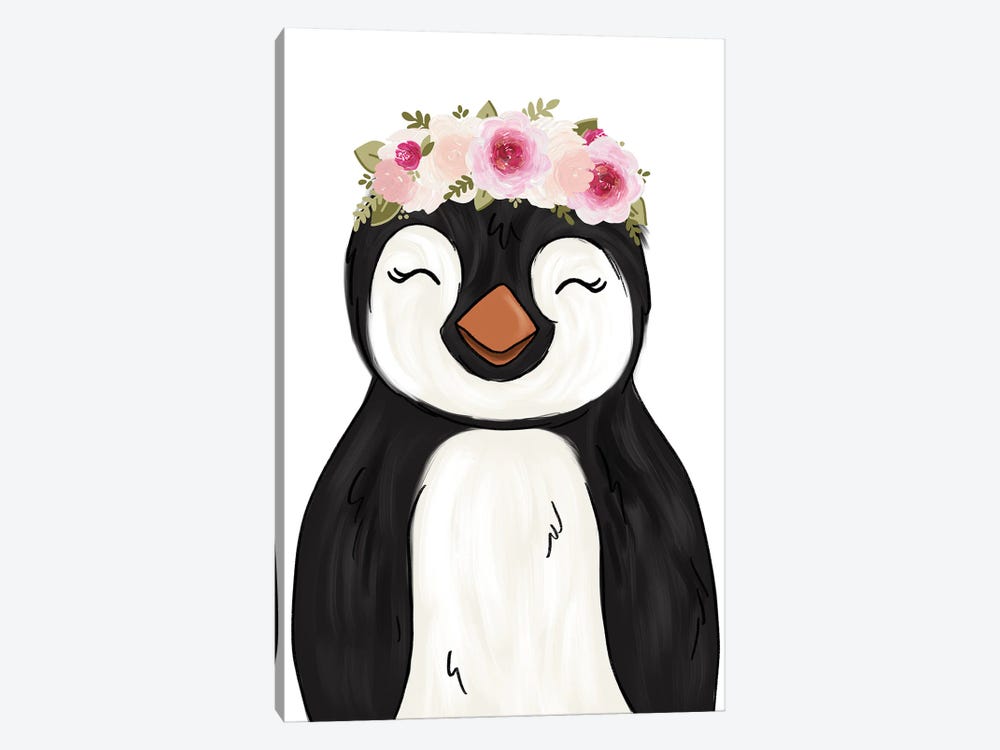 Floral Crown Penguin by Katie Bryant 1-piece Canvas Art