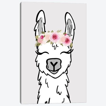 Floral Crown Llama Canvas Print #KBY97} by Katie Bryant Canvas Art