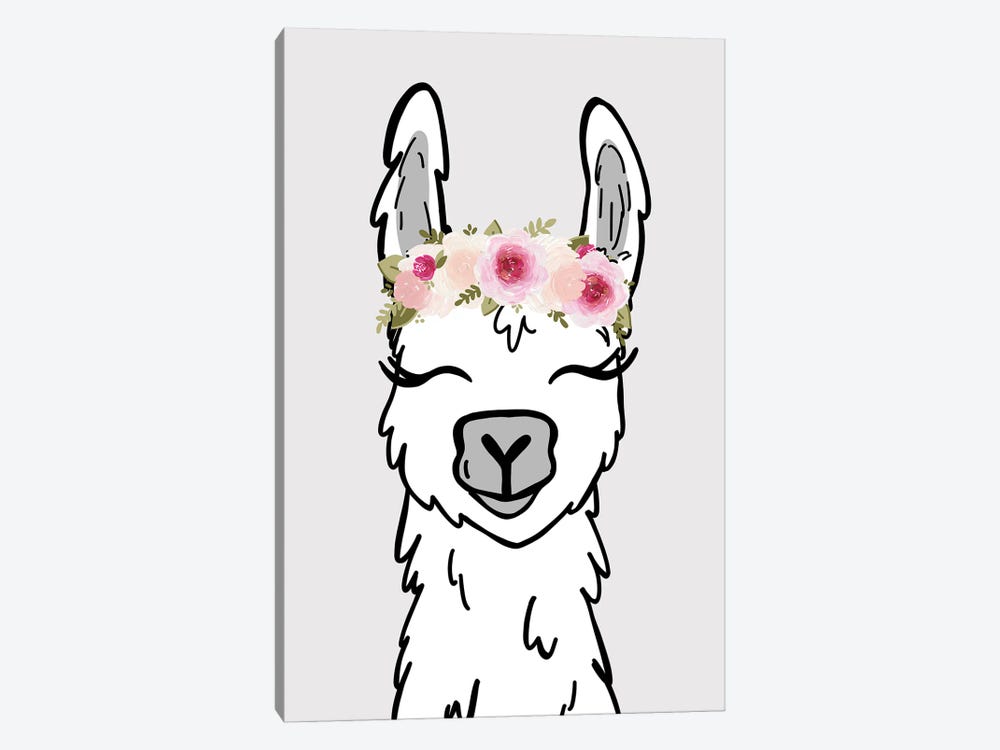 Floral Crown Llama by Katie Bryant 1-piece Art Print