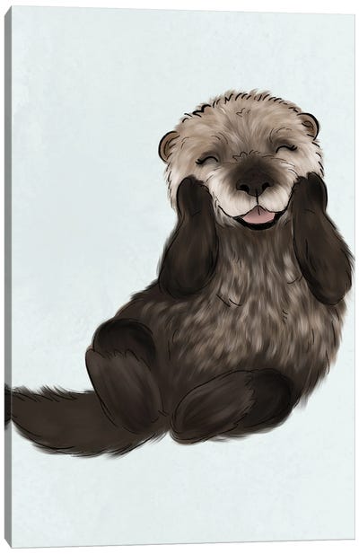 Baby Otter Canvas Art Print - Otter Art