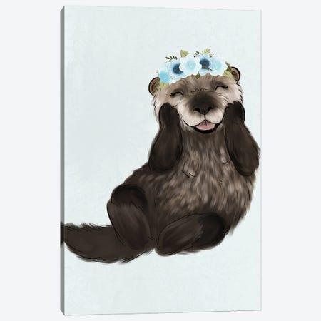Floral Crown Otter Canvas Print #KBY99} by Katie Bryant Canvas Print