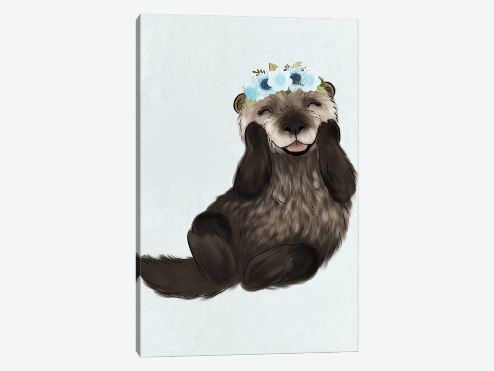 Floral Crown Otter by Katie Bryant 1-piece Canvas Art Print