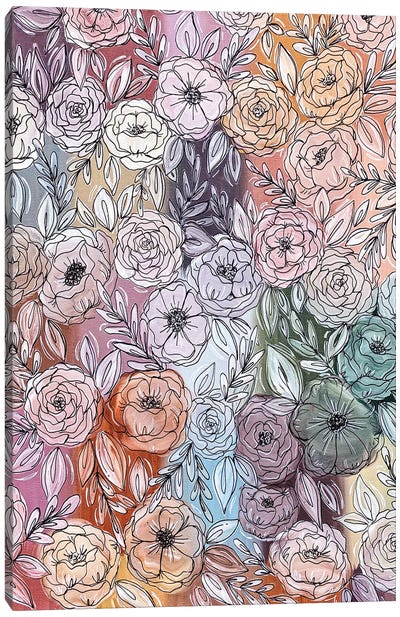 Pastel Rainbow Florals Canvas Art Print - Katie Bryant