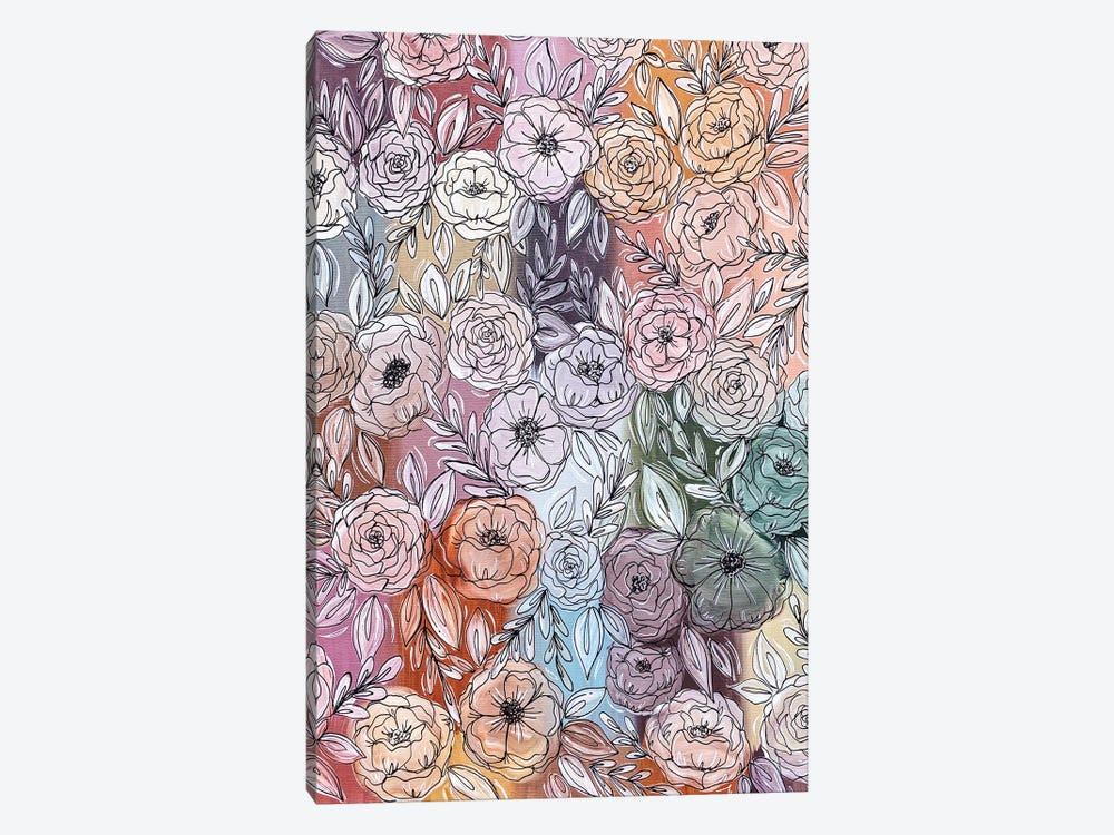 Pastel Rainbow Florals by Katie Bryant 1-piece Canvas Art Print