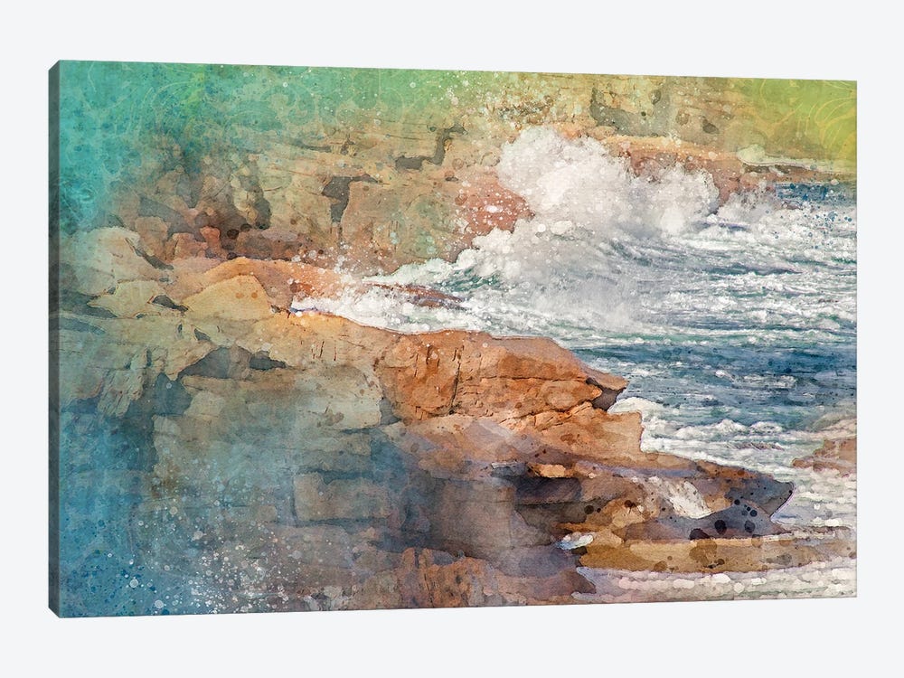 Splashy Bar Harbor Waves by Kevin Clifford 1-piece Canvas Art Print