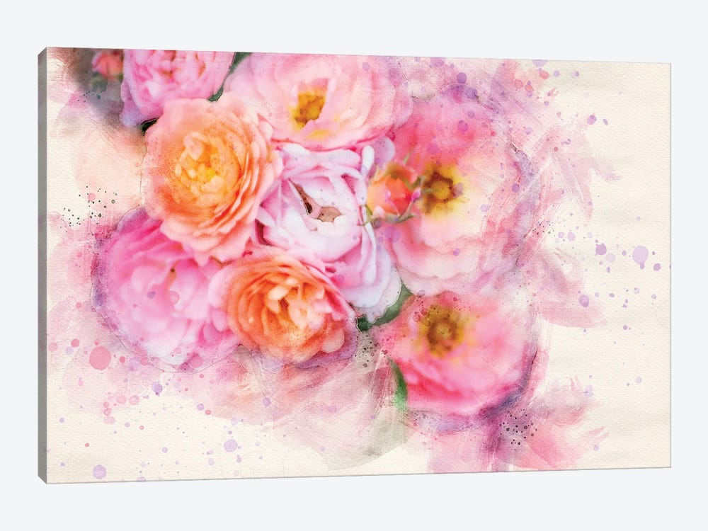 Splashy Pink Roses by Kevin Clifford 1-piece Canvas Print
