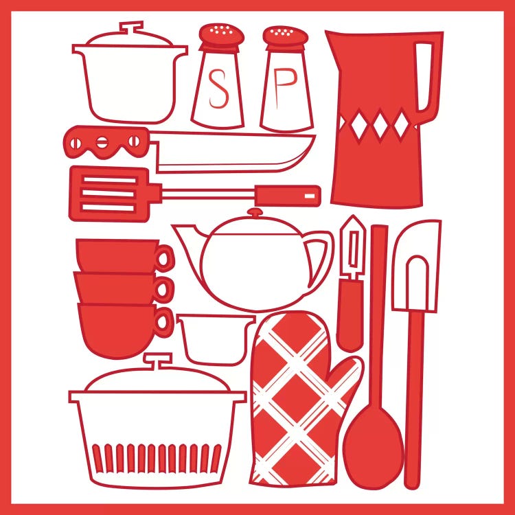 Kitchenware Collage by 5by5collective wall art