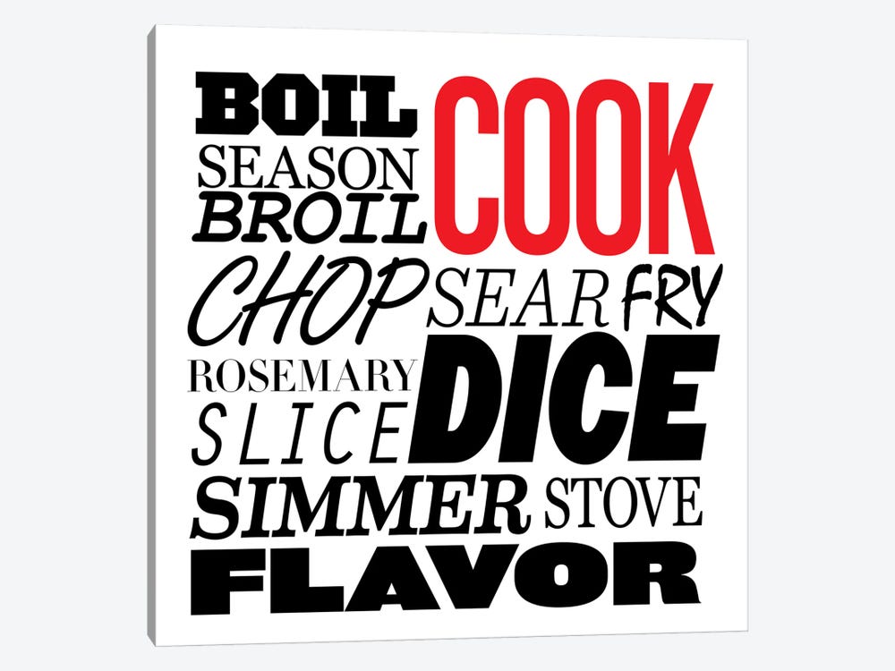Cooking Verbs by 5by5collective 1-piece Canvas Art Print