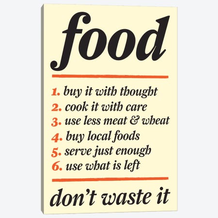 Don't Waste Food Canvas Print #KCH6} by Unknown Artist Canvas Art