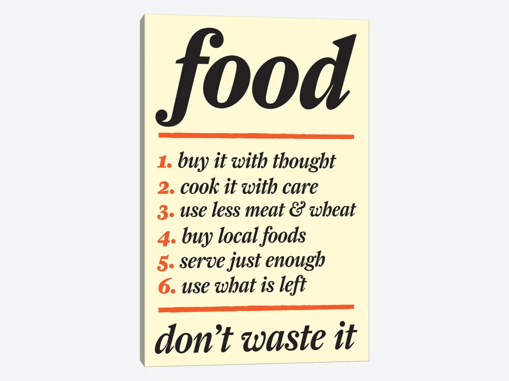 Don't Waste Food by Unknown Artist 1-piece Canvas Wall Art