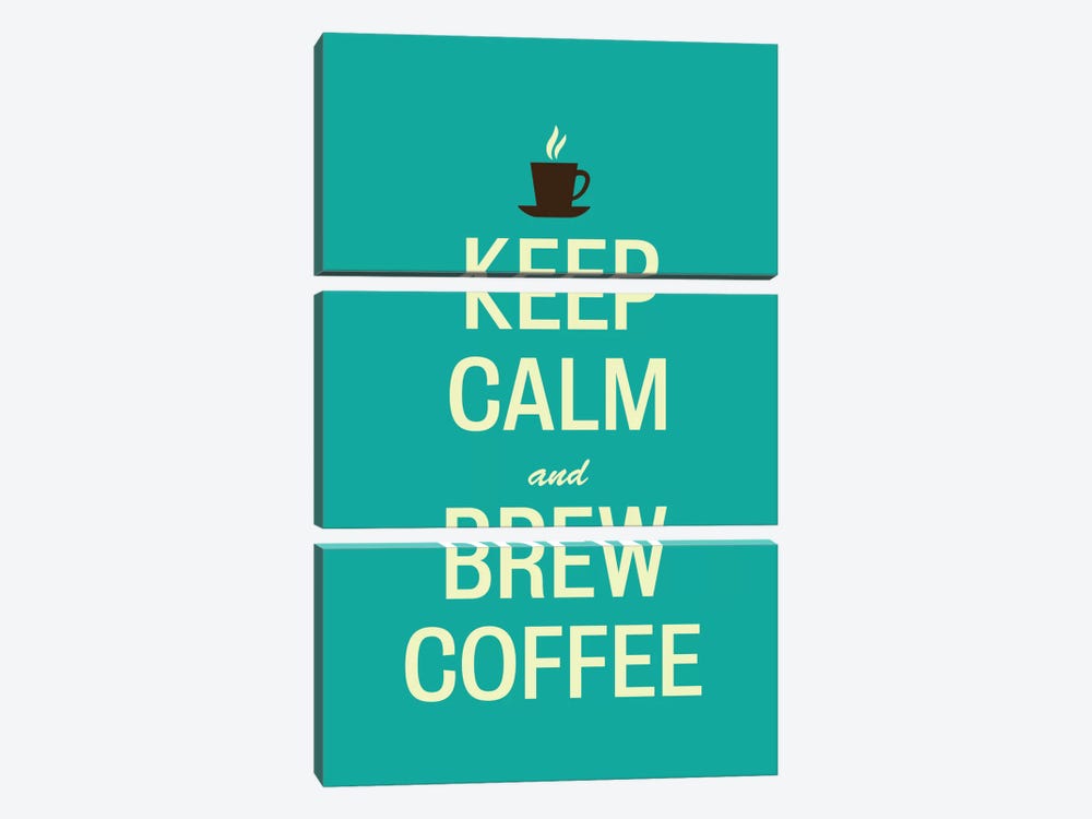 Keep Calm & Brew Coffee by 5by5collective 3-piece Canvas Art Print