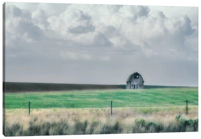 The Old Barn Under The Clouds Canvas Art Print
