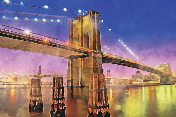 Brooklyn Bridge: Night Bridge by Kim Curinga