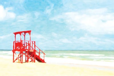 Red Beach Hut by Kim Curinga art print