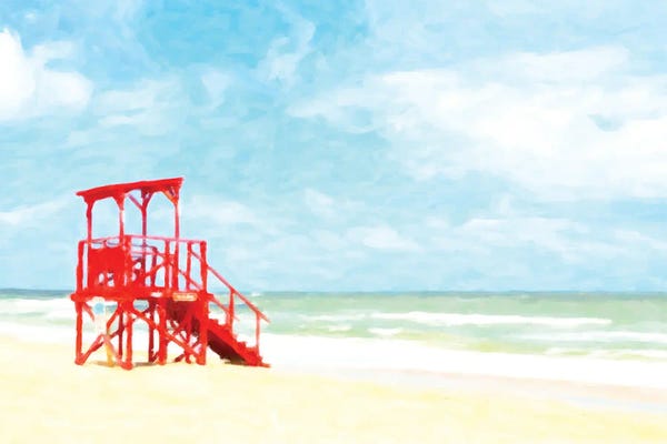 Kim Curinga: Red Beach Hut by Kim Curinga