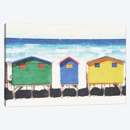 Three Beach Huts Canvas Print #KCU117} by Kim Curinga Canvas Art