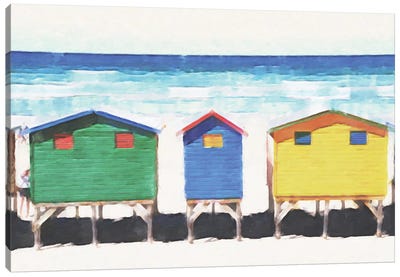 Three Beach Huts Canvas Art Print - Kim Curinga