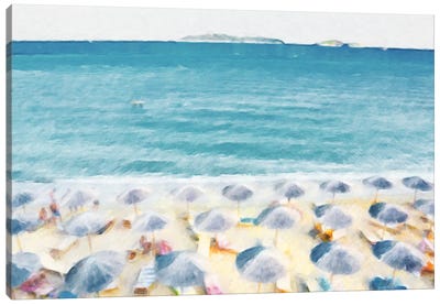 Umbrellas In The Sand Canvas Art Print - Kim Curinga