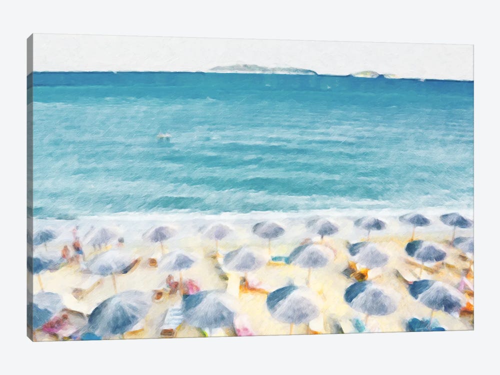 Umbrellas In The Sand by Kim Curinga 1-piece Canvas Wall Art