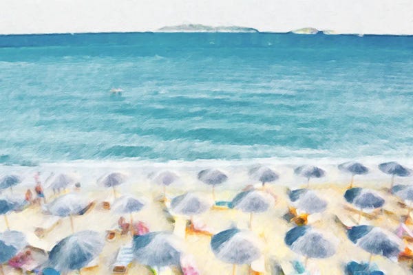 Kim Curinga: Umbrellas In The Sand by Kim Curinga