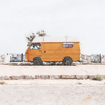 Orange Van by Kim Curinga metal wall art