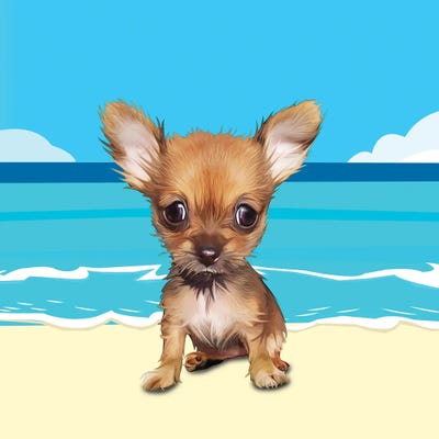 Beach Chihuahua by Kim Curinga metal wall art