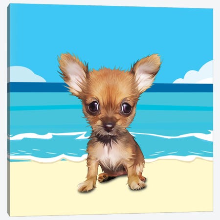Beach Chihuahua Canvas Print #KCU38} by Kim Curinga Canvas Wall Art