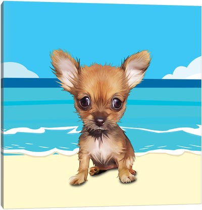 Beach Chihuahua Canvas Art Print - Kim Curinga