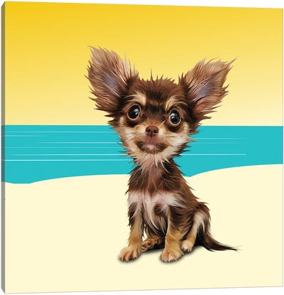 Beach Terrier Canvas Art Print - Yorkshire Terrier Art