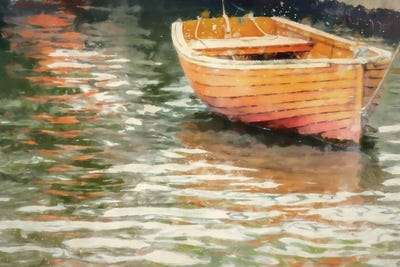 Orange Canoe by Kim Curinga metal wall art