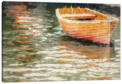 Orange Canoe Canvas Art Print - Canoe Art
