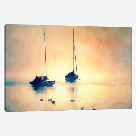 Sunset Boats Canvas Print #KCU83} by Kim Curinga Canvas Art Print