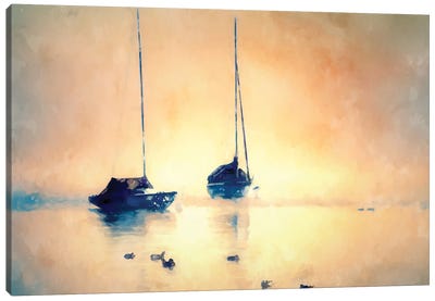 Sunset Boats Canvas Art Print - Kim Curinga