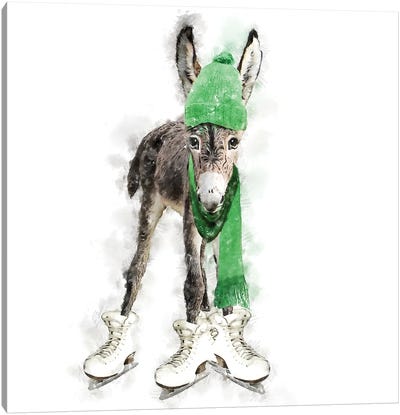 Wintertime Donkey Canvas Art Print - Donkey Art