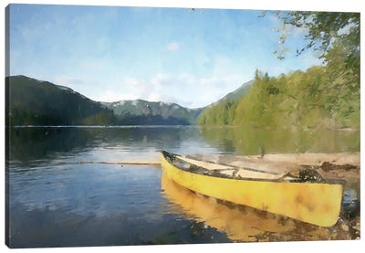 Yellow Canoe Canvas Art Print - Canoe Art
