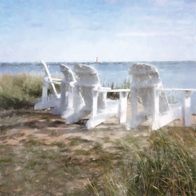 Beach Chairs In The Sand by Kim Curinga metal wall art