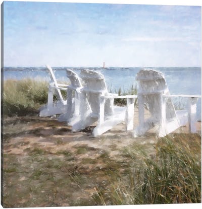 Beach Chairs In The Sand Canvas Art Print - Kim Curinga