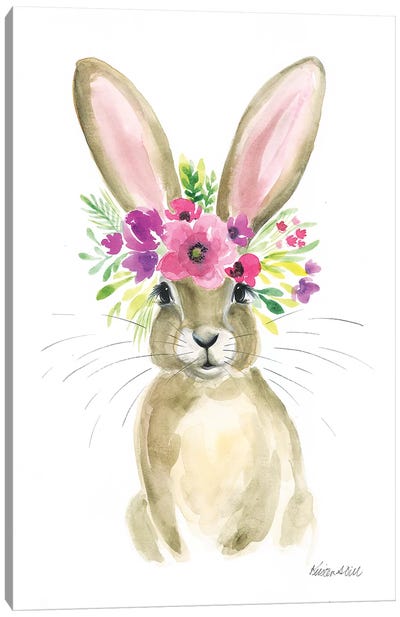Floral Bunny Canvas Art Print - Kirsten Dill
