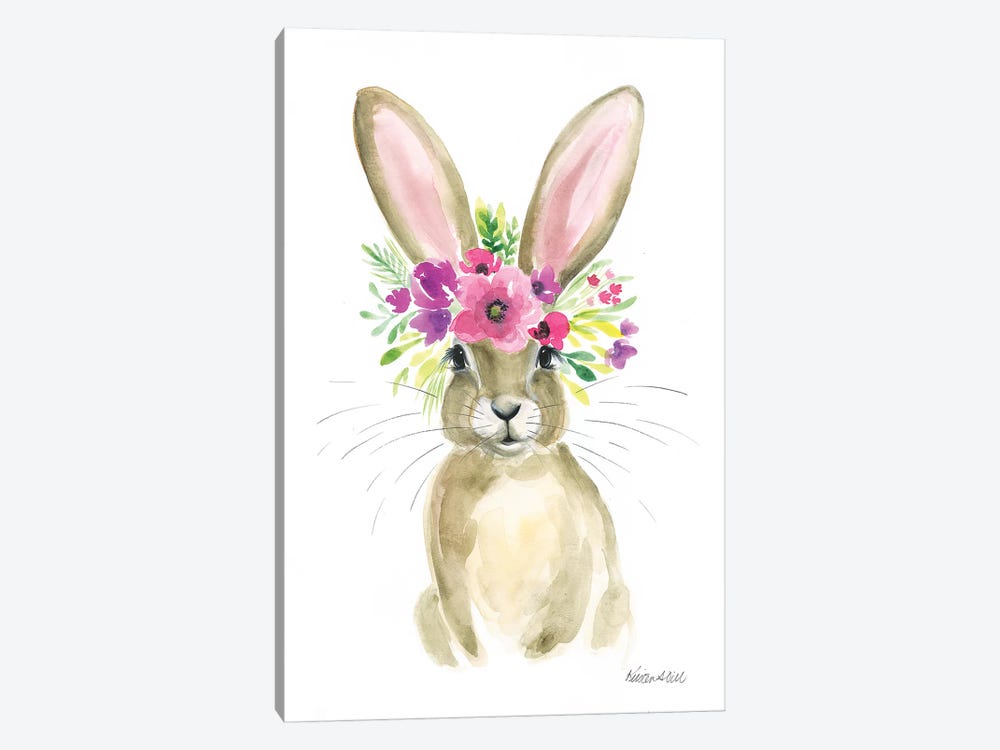 Floral Bunny by Kirsten Dill 1-piece Canvas Wall Art