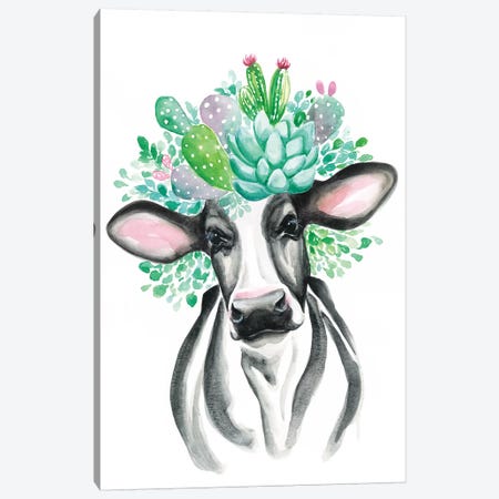 Cactus Cow Canvas Print #KDI4} by Kirsten Dill Canvas Wall Art